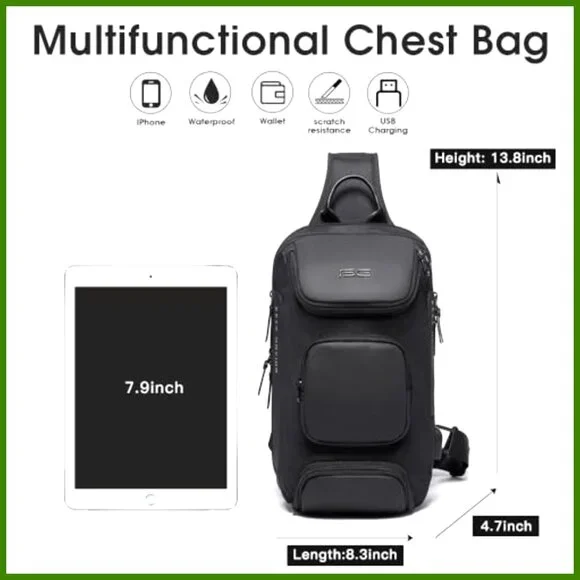 Waterproof Sling Backpack with USB Charging Port, 15L Capacity